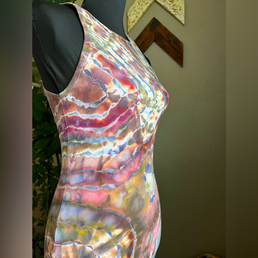 Ribbed Tie Dye Bodycon style dress - midi - size Small